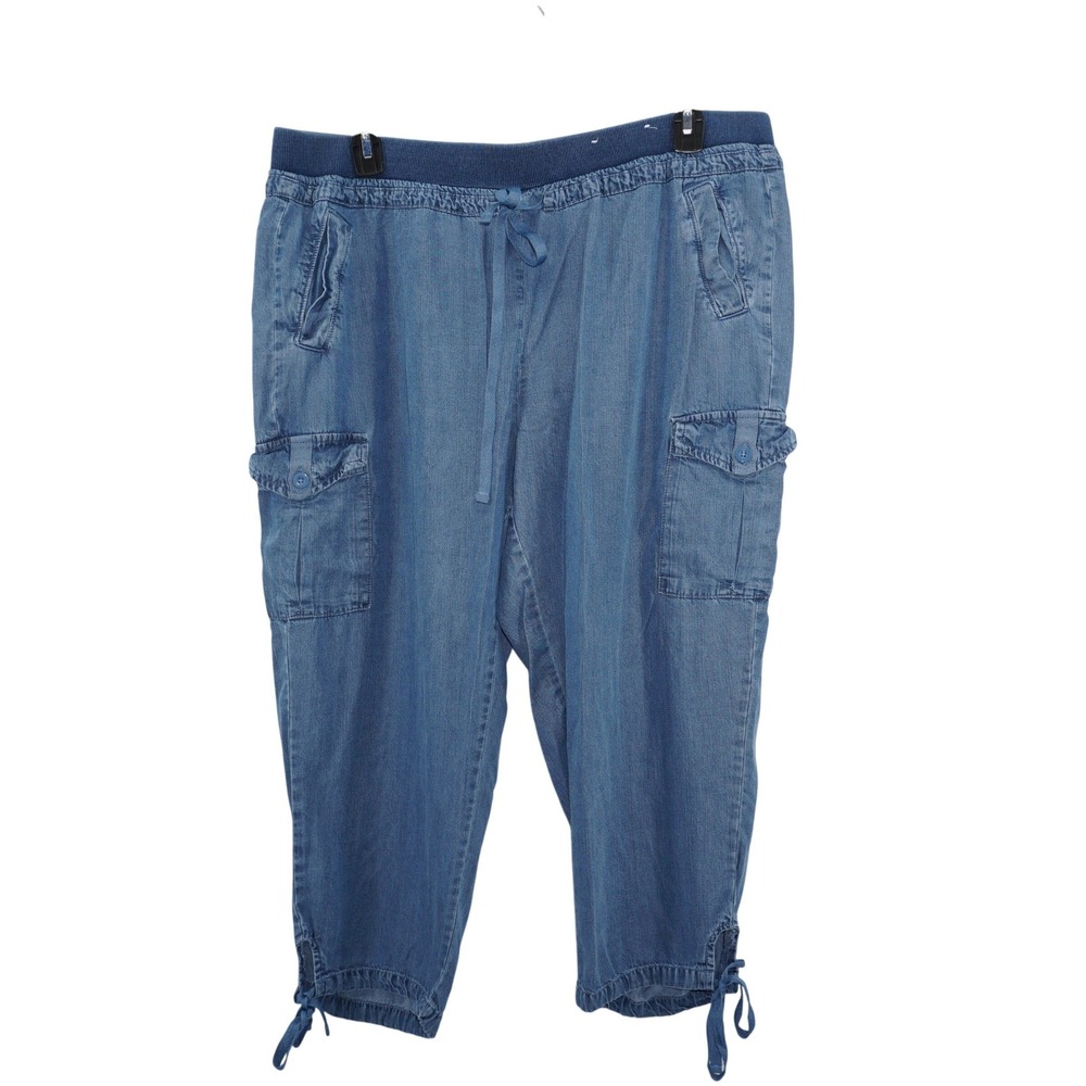 Khakis &‎ Co XXL Cargo Pants Womens Blue Excellent Tencel Lyocell Cropped Jogger